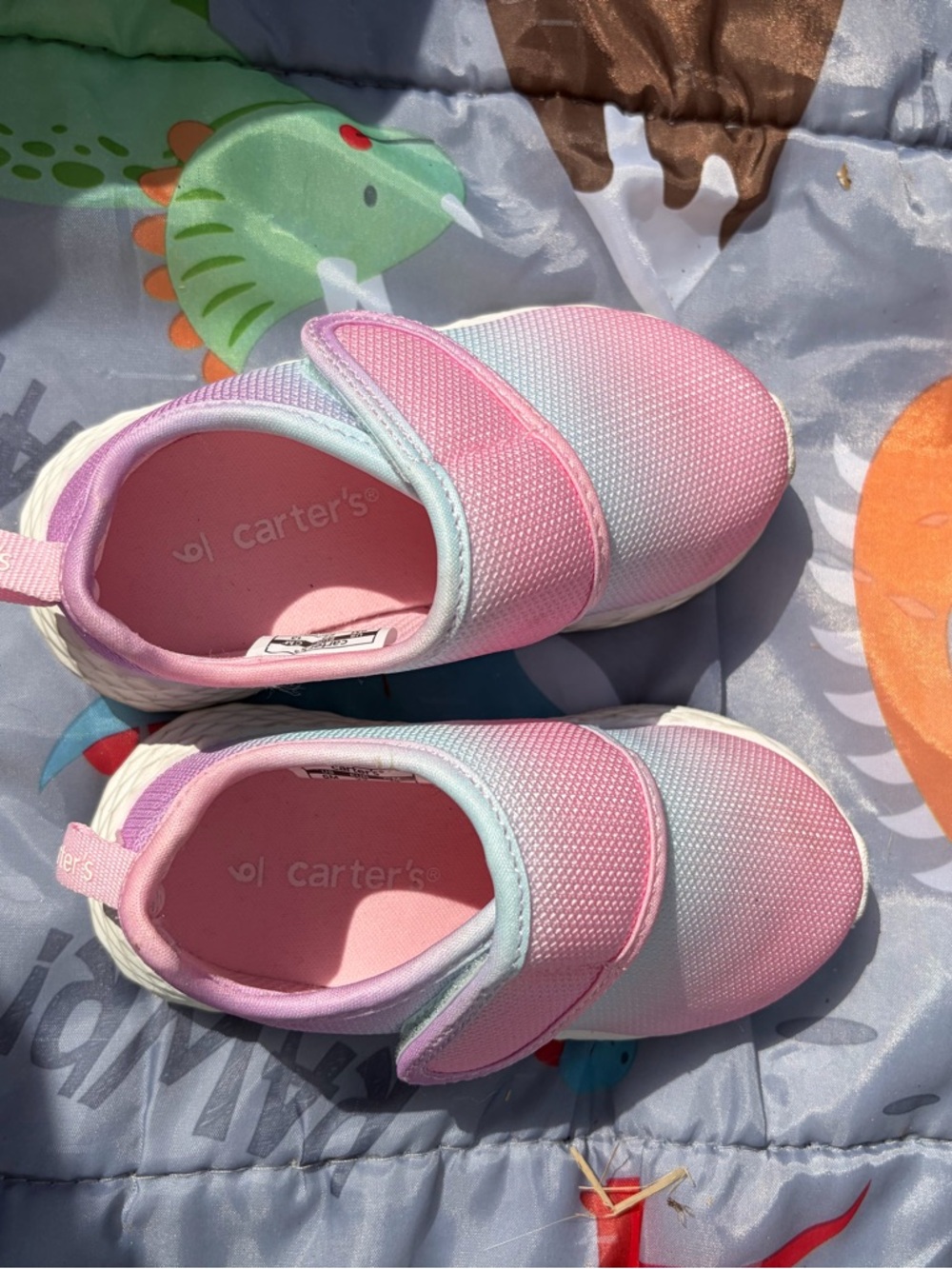Carter's Pink-to-Teal Gradient Hook-and-Loop Kids Sneakers